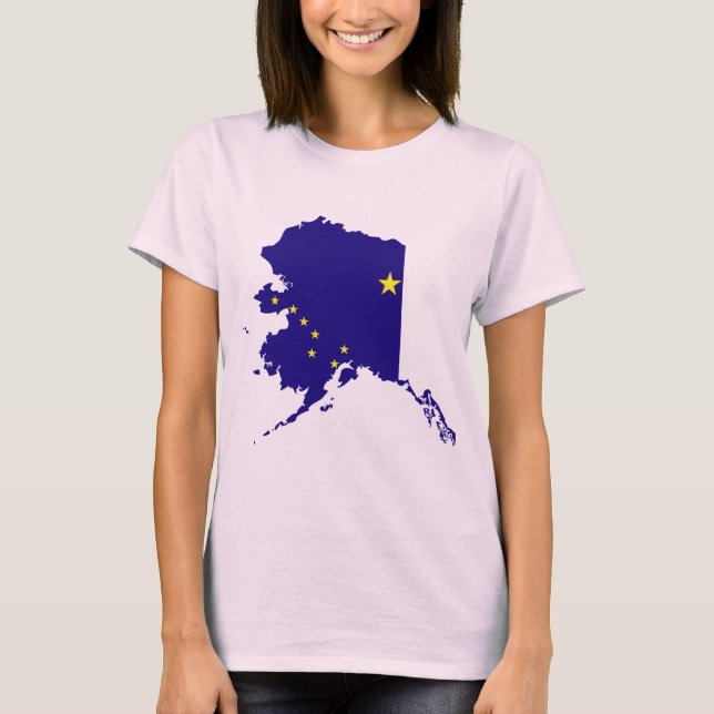 T-shirt Carte du drapeau de l'Alaska (Devant)