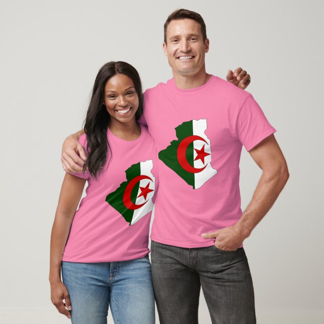 T-shirt Carte du drapeau de l'Algérie (Unisexe)