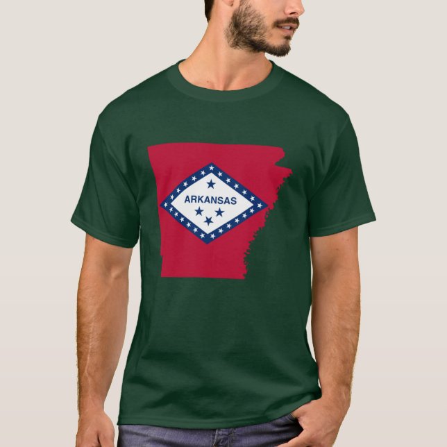 T-shirt Carte du drapeau de l'Arkansas (Devant)