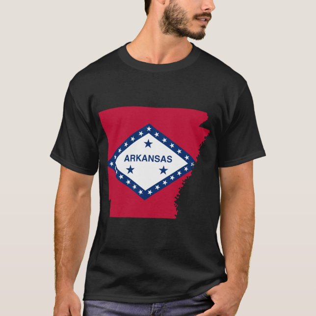 T-shirt Carte du drapeau de l'Arkansas (Devant)