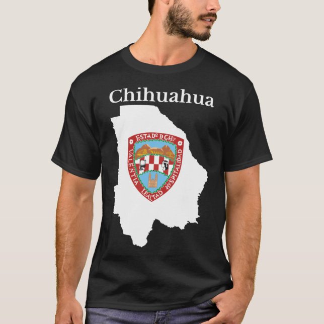 T-shirt Carte du drapeau de l'État du Chihuahua, Mexique (Devant)