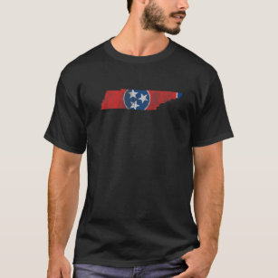 T-shirt Carte du drapeau de l'état du Tennessee Volontaire