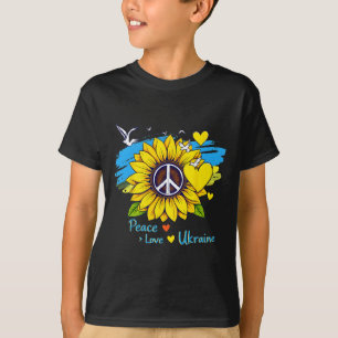 T-shirt Carte du drapeau de l'Ukraine tournesol Paix Amour