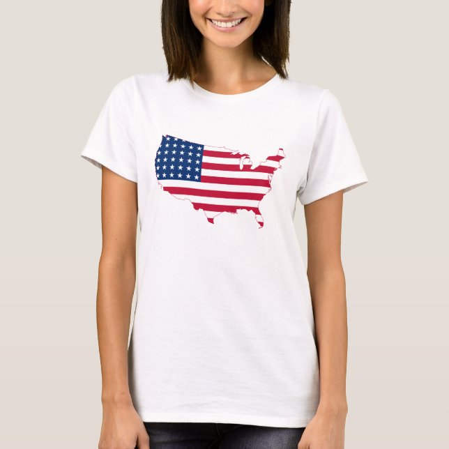 T-shirt Carte du drapeau des États-Unis (Devant)