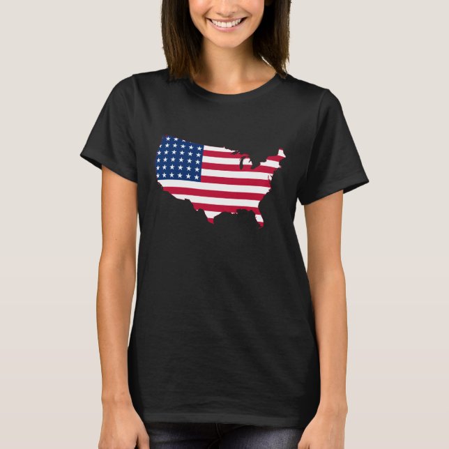 T-shirt Carte du drapeau des États-Unis (Devant)