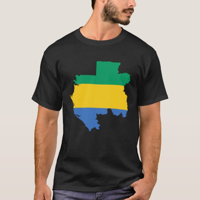 T-shirt Carte du drapeau du Gabon (Devant)