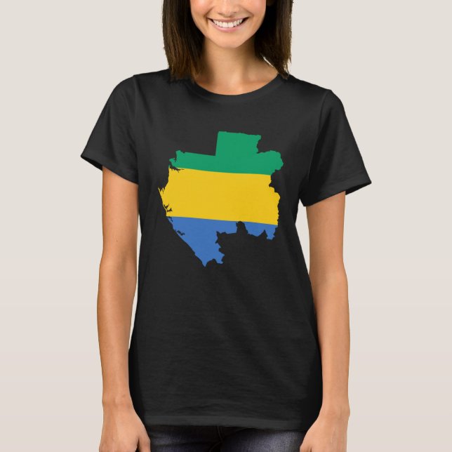 T-shirt Carte du drapeau du Gabon (Devant)