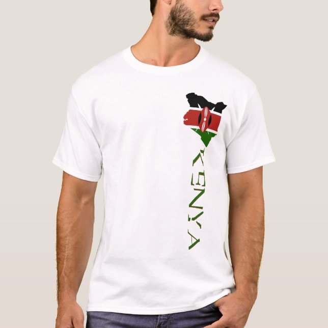 T-shirt Carte du drapeau du Kenya (Devant)
