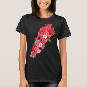 T-shirt Carte du drapeau du Liban Beirut Lobnan Libanais L