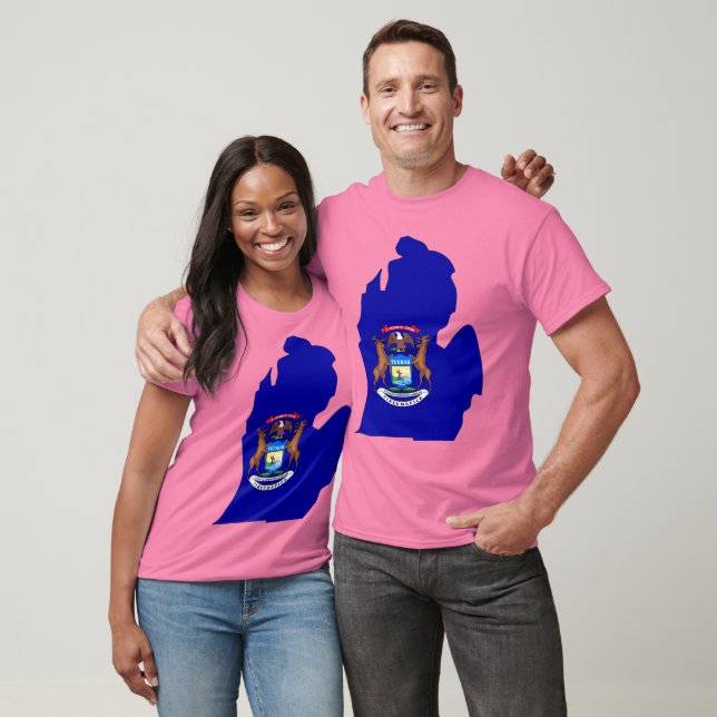 T-shirt Carte du drapeau du Michigan (Unisexe)