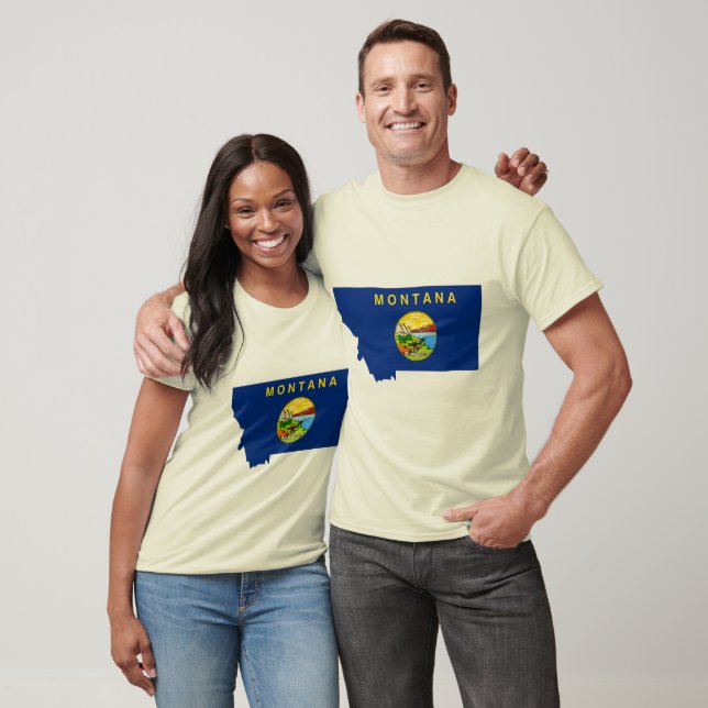 T-shirt Carte du drapeau du Montana (Unisexe)