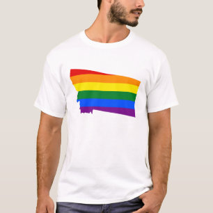 T-Shirt carte du drapeau du Montana LGBT