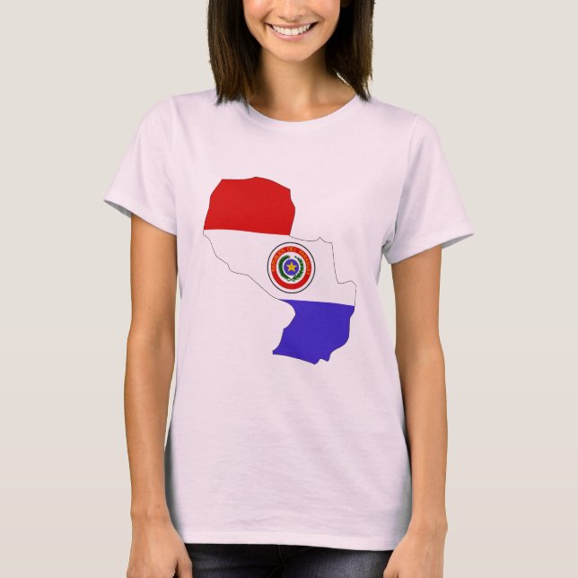 T-shirt Carte du drapeau du Paraguay (Devant)