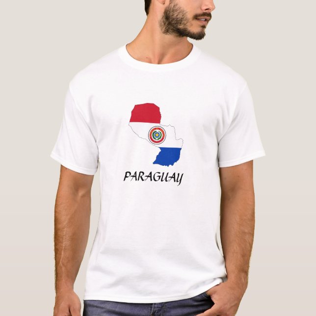 T-shirt Carte du drapeau du Paraguay (Devant)