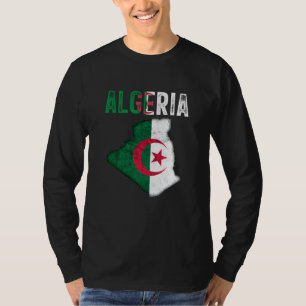 T-shirt Carte du drapeau du pays Algérie algérien
