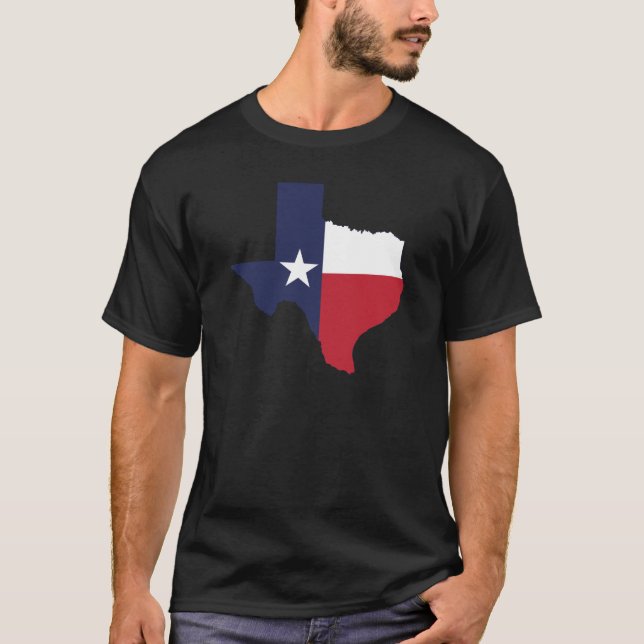 T-shirt Carte du drapeau du Texas noir (Devant)