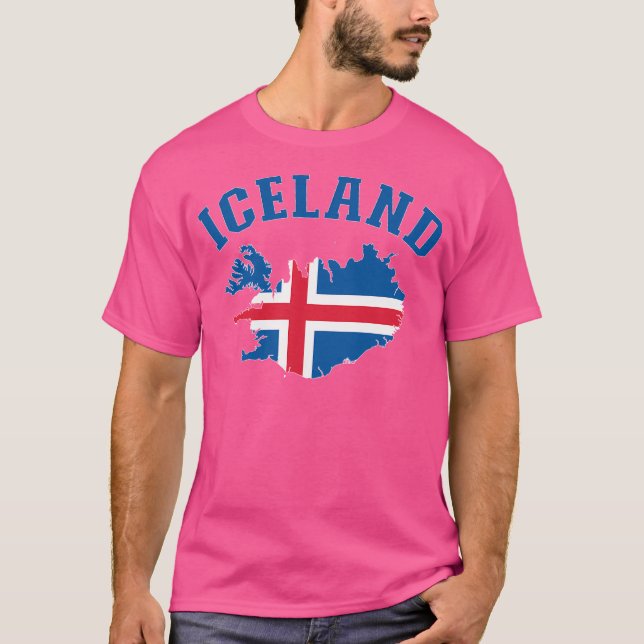T-shirt Carte du drapeau islandais (Devant)