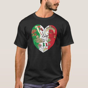 T-shirt Carte du Drapeau italien mignon Coeur Italie Graph