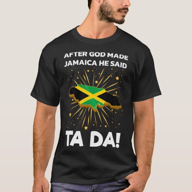 T-shirt Carte du drapeau jamaïcain (Devant)