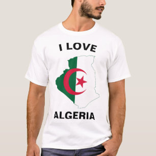 T-shirt Carte du Drapeau Love Algérie