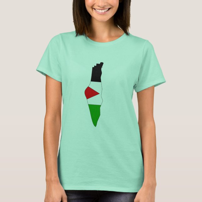 T-shirt Carte du drapeau palestinien (Devant)