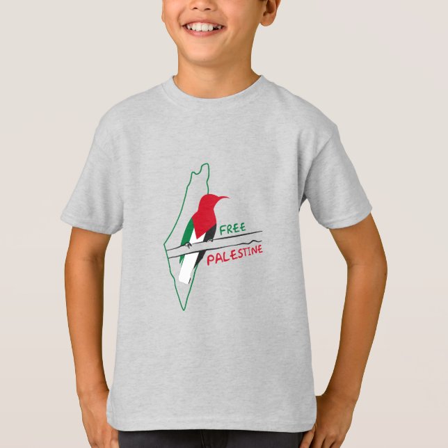 T-shirt Carte du drapeau palestinien (Devant)