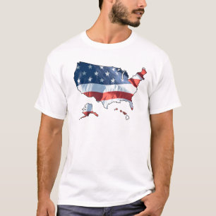 T-shirt Carte du drapeau patriotique américain