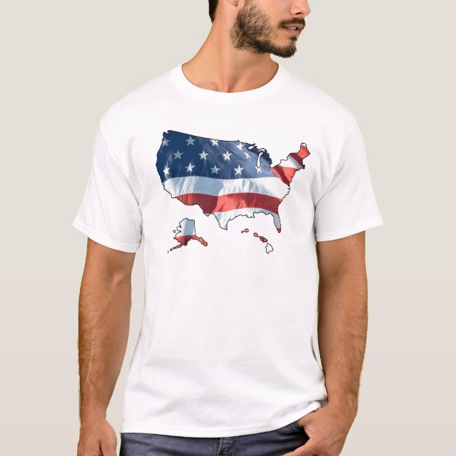 T-shirt Carte du drapeau patriotique américain (Devant)