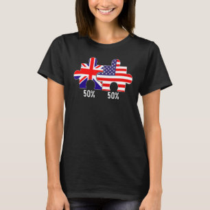 T-shirt Carte du drapeau semi-américain demi-britannique c