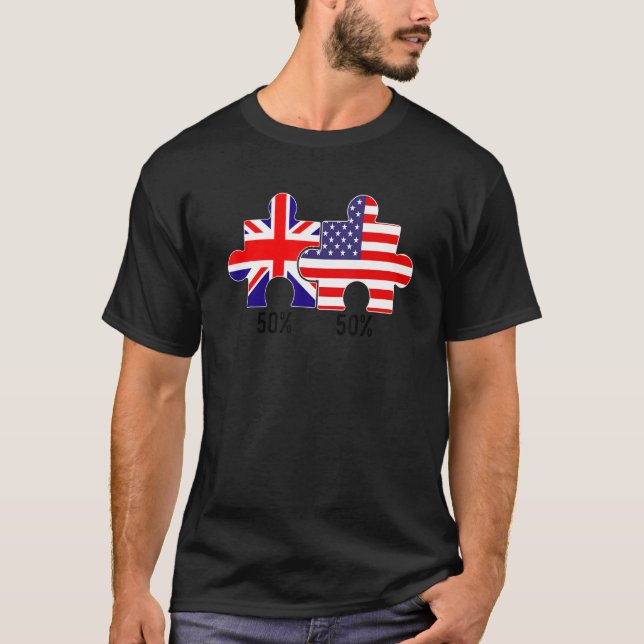 T-shirt Carte du drapeau semi-américain demi-britannique c (Devant)