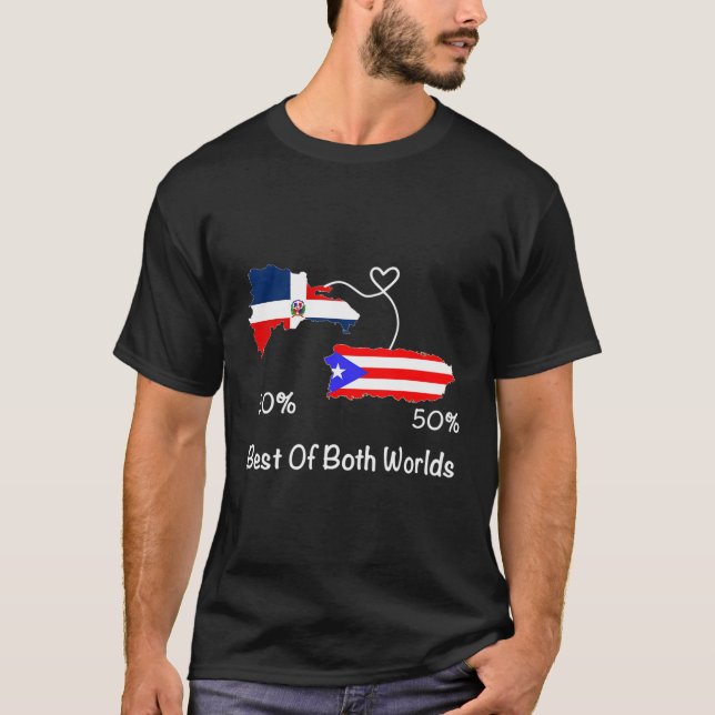 T-shirt Carte du drapeau semi-dominicain de Porto Rico com (Devant)