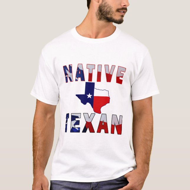 T-shirt Carte du drapeau texan natif (Devant)