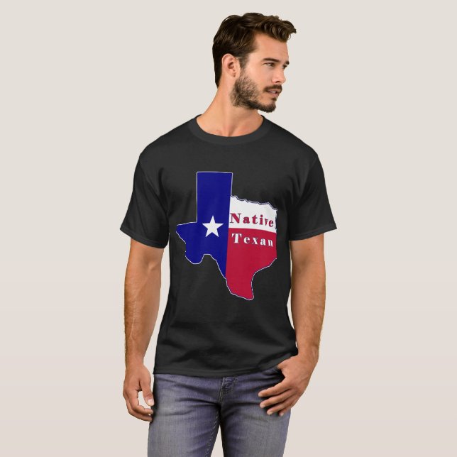 T-shirt Carte du drapeau texan natif (Devant entier)