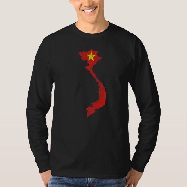 T-shirt Carte du drapeau vietnamien Silhouette Outline Tra (Devant)