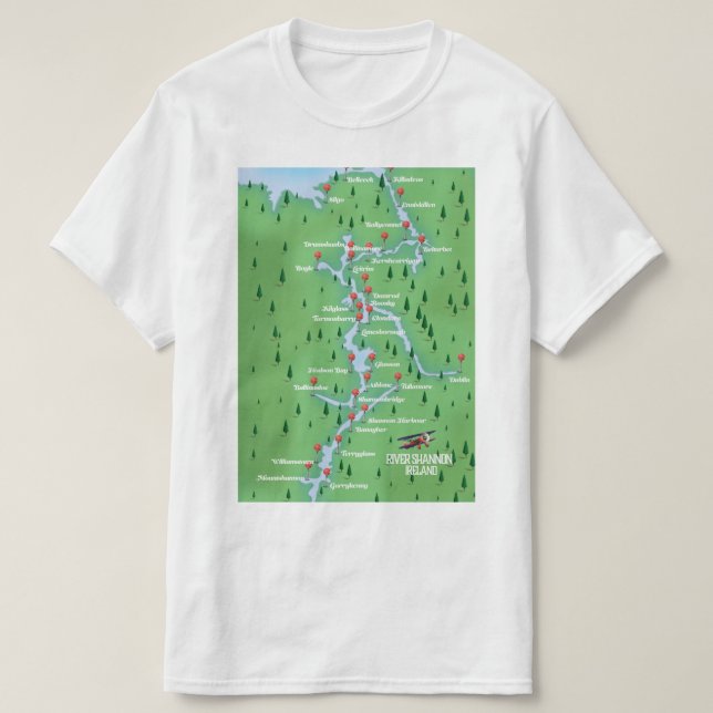 T-shirt Carte du fleuve Shannon Irlande (Design devant)