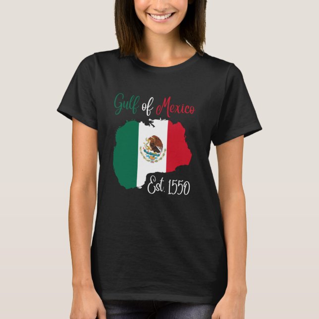 T-shirt Carte Du Golfe Du Mexique Drapeau Mexicain Est. 15 (Devant)