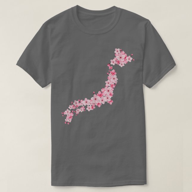 T-shirt Carte du Japon Carte du Sakura japonais (Design devant)