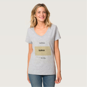 T-shirt - Carte du Kansas avec la ville