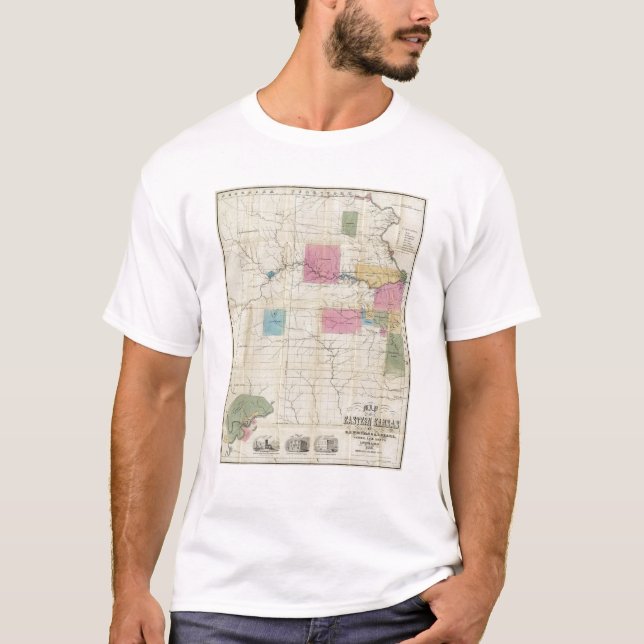 T-shirt Carte du Kansas oriental (Devant)