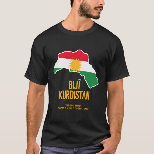 T-shirt Carte du Kurdistan Drapeau I Biji Kurdistan Design (Devant)