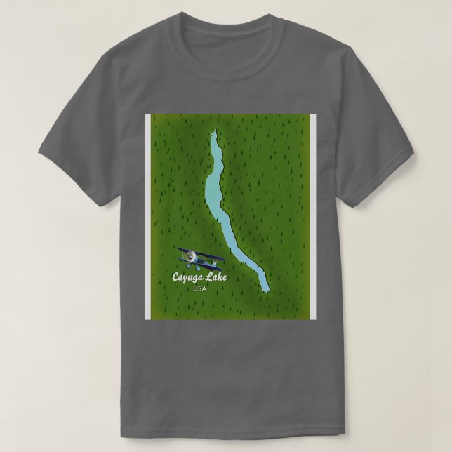 T-shirt carte du lac Cayuga États-Unis (Design devant)
