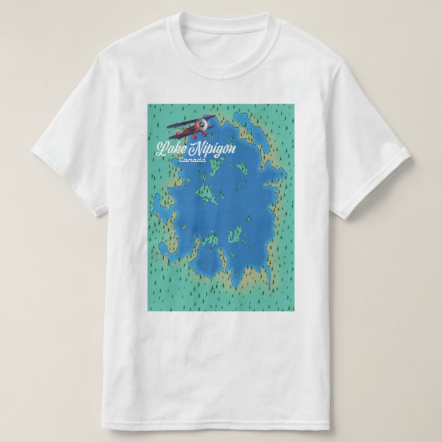 T-shirt Carte du lac Nipigon Canada (Design devant)