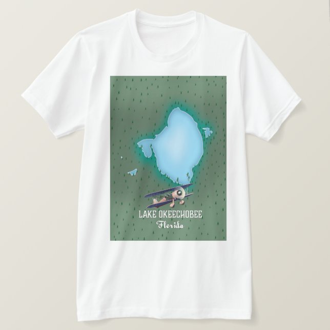 T-shirt Carte du lac Okeechobee Floride. (Design devant)