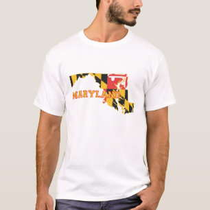 T-shirt Carte du Maryland Drapeau de l'État en forme Drap