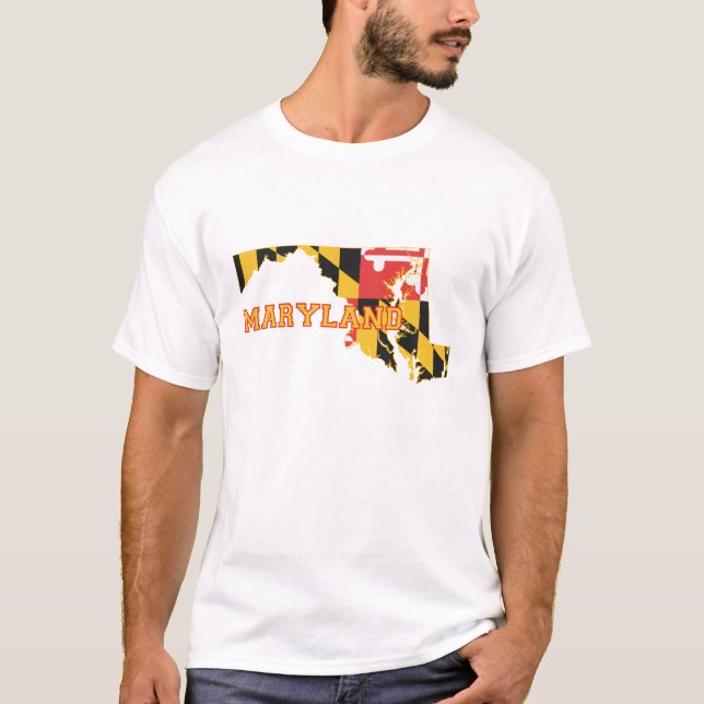 T-shirt Carte du Maryland Drapeau de l'État en forme Drape (Devant)