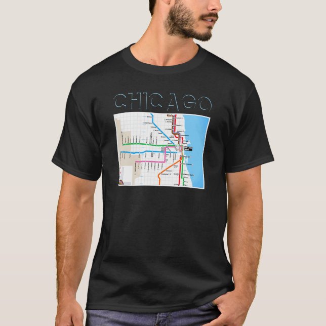 T-shirt Carte du métro de Chicago Chi Town Windy City Sout (Devant)