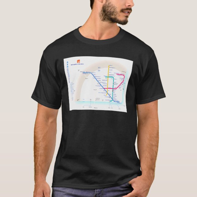 T-shirt Carte du métro de Lisbonne Portugal (Devant)