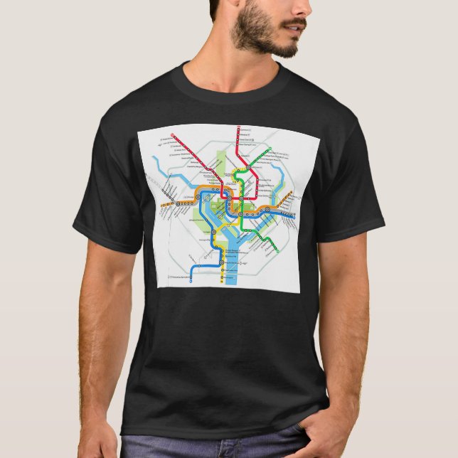 T-shirt Carte du métro Washington DC USA (Devant)