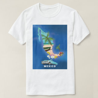 T-shirt Carte du Mexique Illustration affiche de voyage.