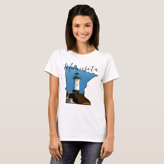 T-shirt Carte du Minnesota avec phare (Devant entier)